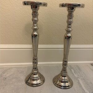 2 Elegant Silver Candle Holders